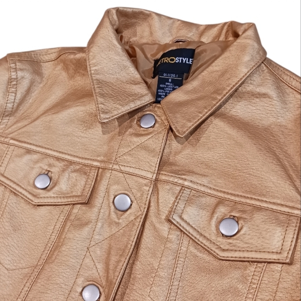 Metrostyle Gold Metallic Leather Jacket - Picture 5 of 13